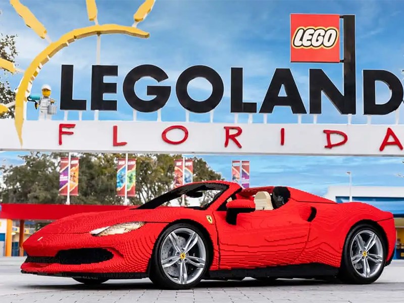 Ferrari 296 GTS made from Lego bricks presented in real size 